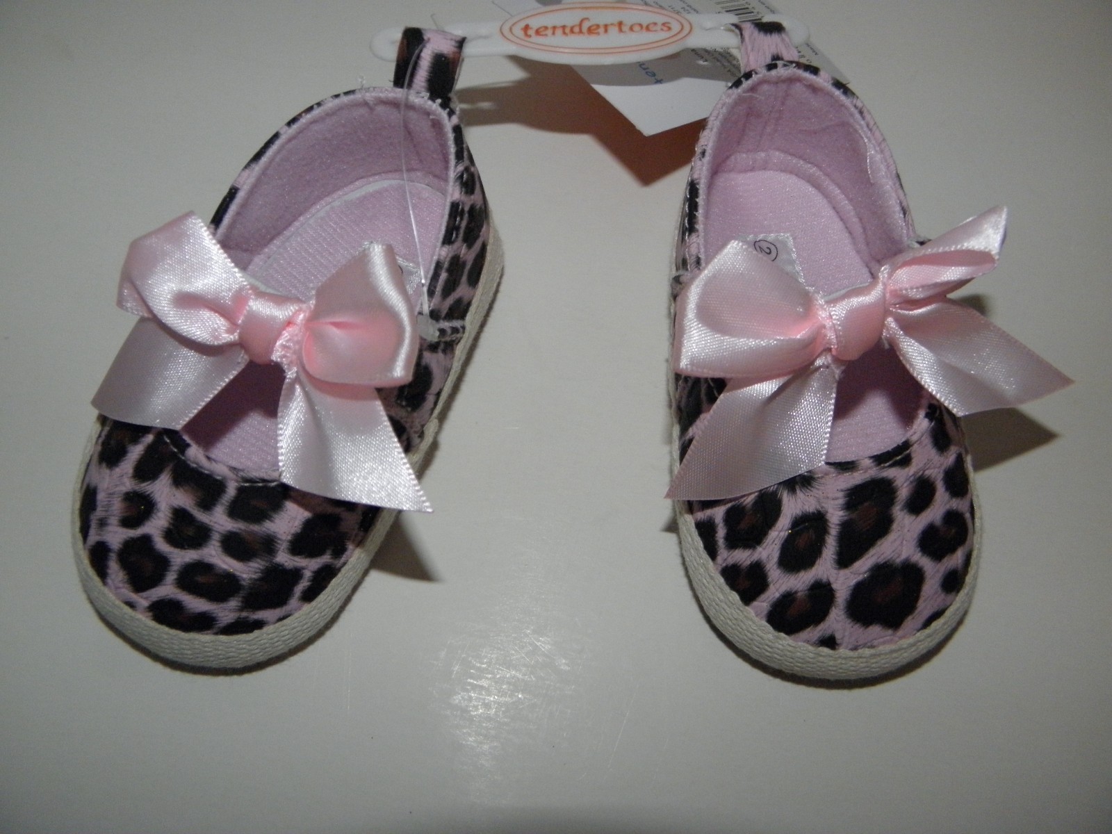 Tender Toes Infant Baby GIRL Crib SHOES~Pink w/Leopard Print ~Size 2~