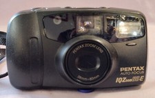 PENTAX IQZoom 80-E Date Film Camera w/ Manual Leatherette Case Exc Used Cond