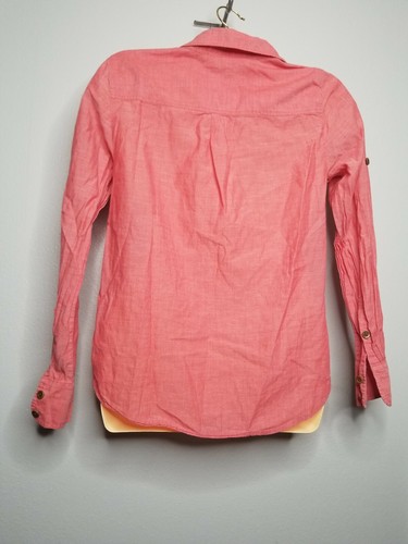Womens XS J Crew Red 3/4 Long Sleeve Button Up Blouse Top Camp Shirt - Picture 3 of 5