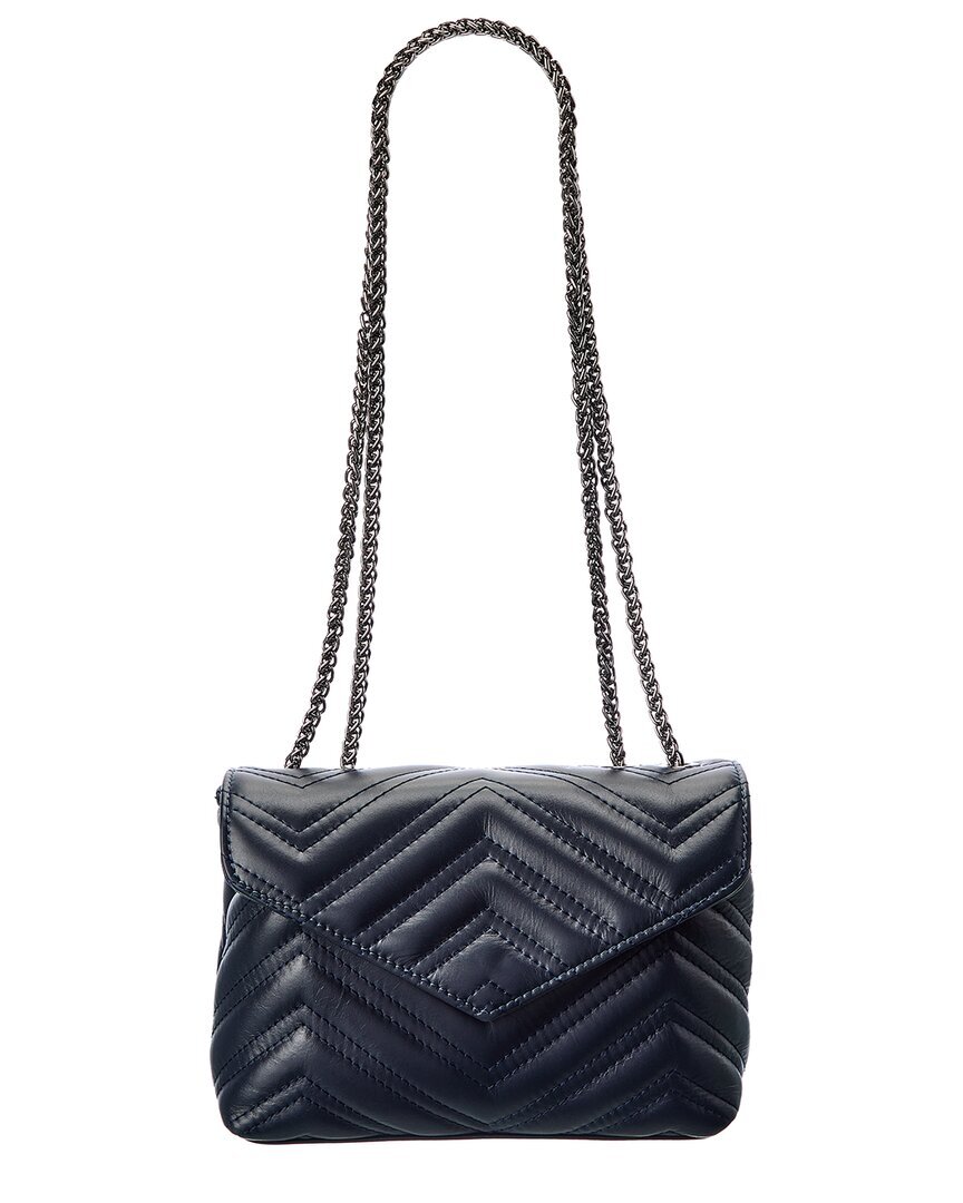 Женская сумка через плечо из итальянской кожи синего цвета