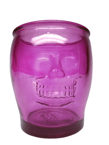 (Juego de 2) Cristal Calavera Fucsia 13.5 OZ como vaso de bebida, Candelabro, Halloween - Imagen 9 de 10