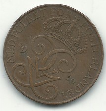 BETTER GRADE 1920 SWEDEN FIVE 5 ORE COIN-APR103