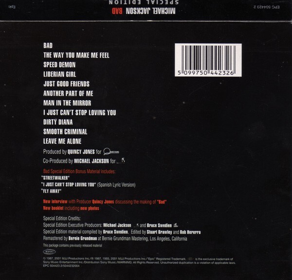 Michael Jackson - Bad (CD, Album, RE, RM, S/Edition, Sli) | eBay UK