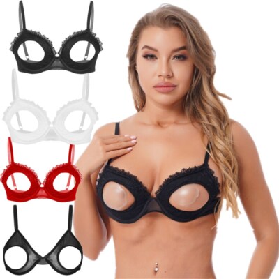 US Women Nipple Bralette Push-up Bralette Tops Adjustable Straps Bra Nightwear