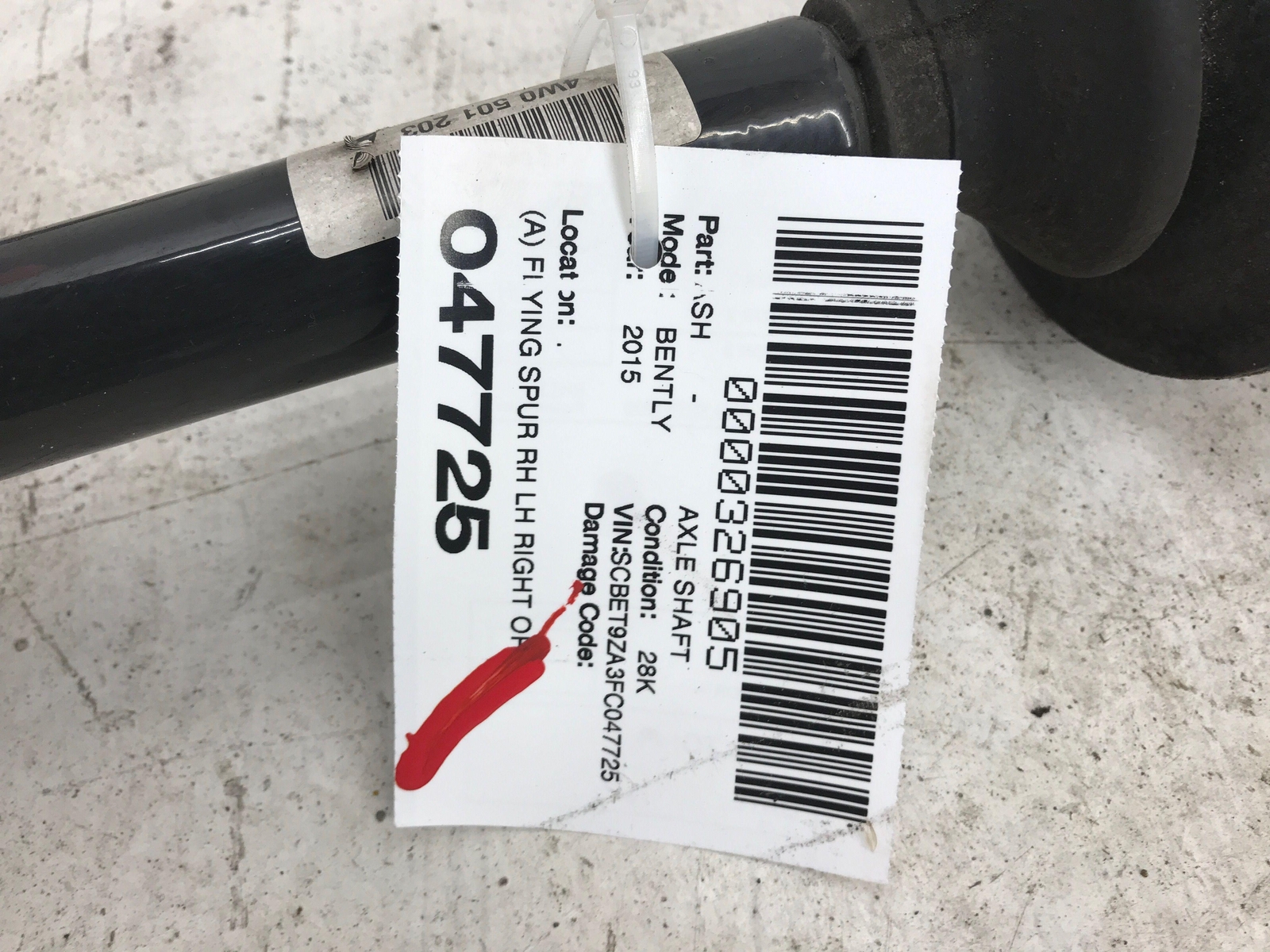2013 - 2019 BENTLEY FLYING SPUR RH OR LH REAR CV AXLE SHAFT *28K* 4W0501203 OEM