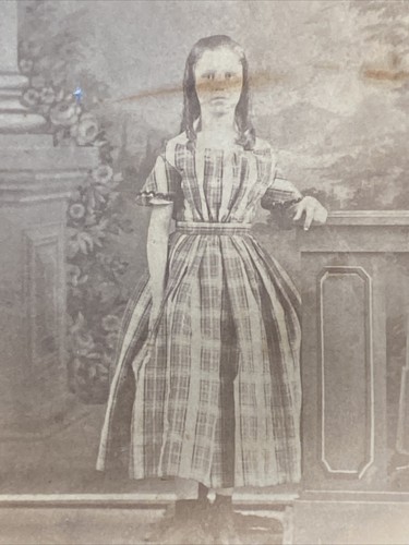 Carte de Visite CDV Precious Girl schöne Studiokulisse, schöne Kunst auf einem Hintergrund Rosen - Bild 9 von 12