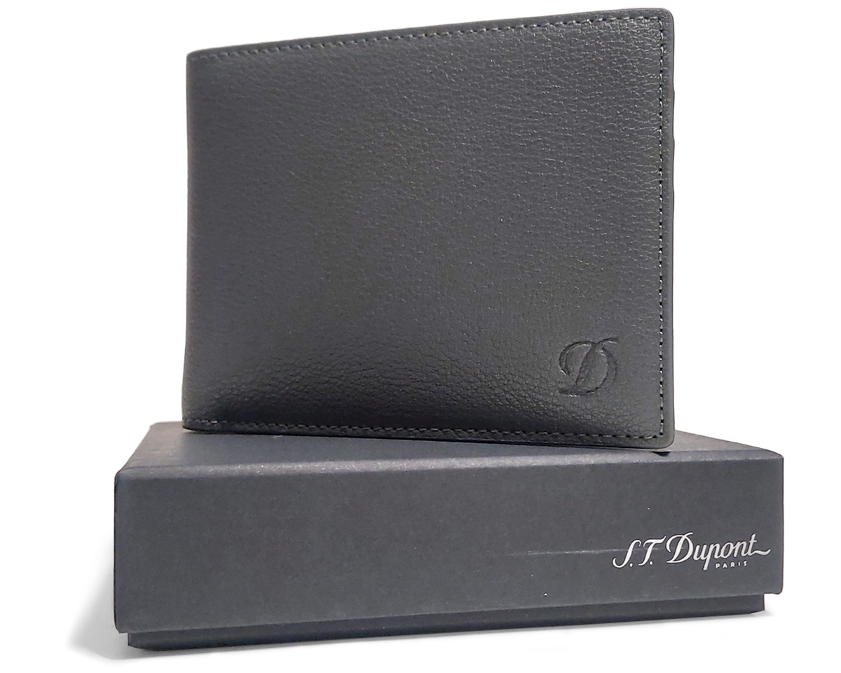 S.T. Dupont 093000C Grey Grain Leather 6 CC Men Wallet Bill Holder