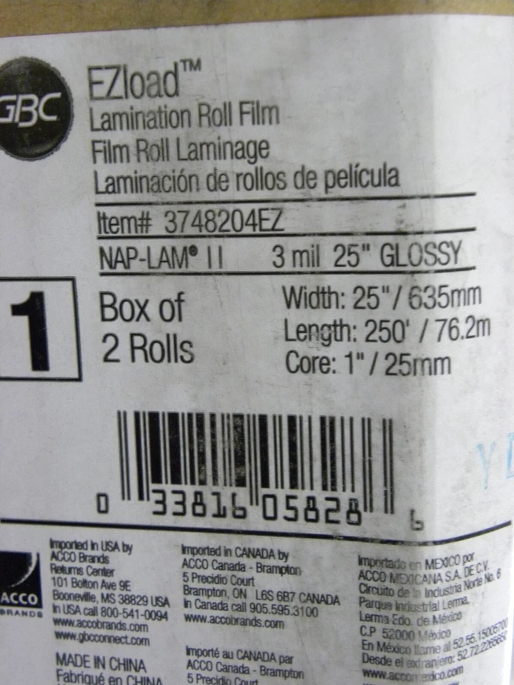 GBC HeatSeal EZload Laminating Roll Film 3 mil 1" Core 25" x 250 ft. 2/Box - Image 3 of 4