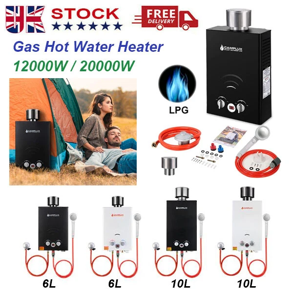 CAMPLUX 6L/10L Instant Gas Hot Water Heater Outdoor Tankless Portable LPG  Boiler | eBay