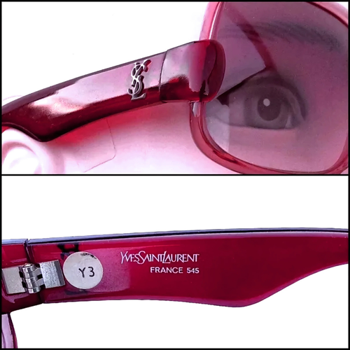 Yves Saint Laurent Womens Sunglasses Vintage Cherry Pink, Grey Lenses + Ysl Case - Imagen 6 de 8