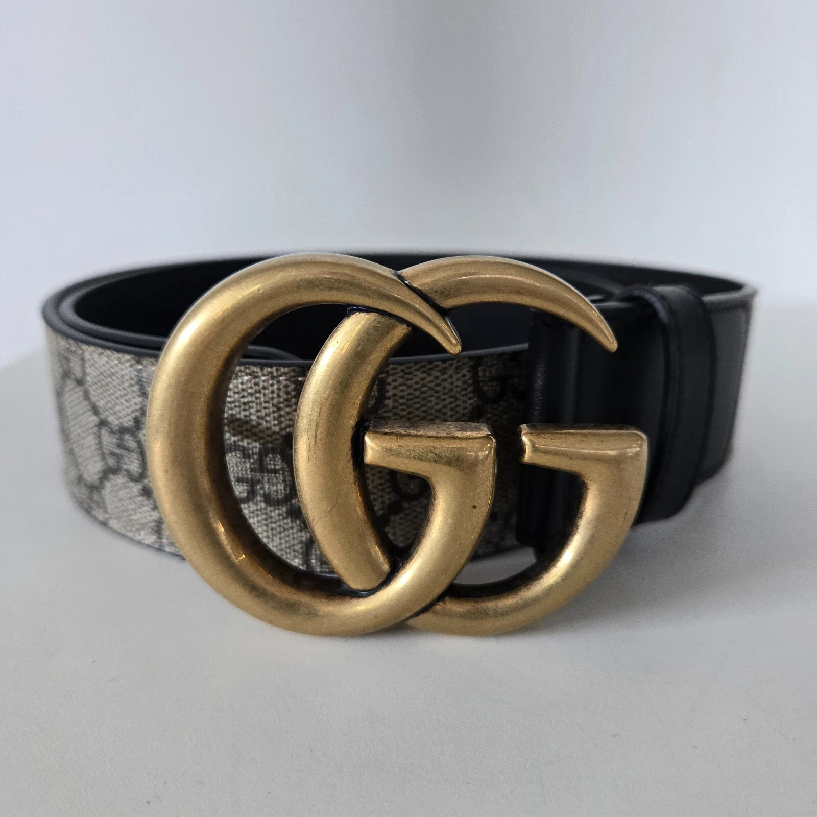 Gucci GG Supreme Canvas Belt – Size 80/32, Beige & Black BNIB