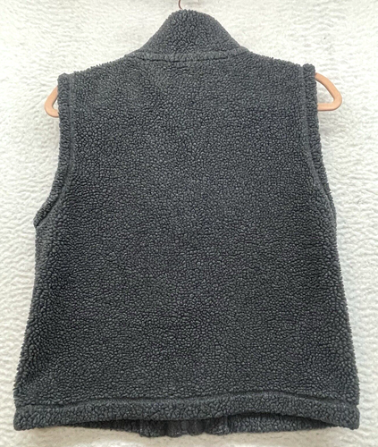 Vintage Polo Jeans Company Vest Womens Medium Gray Sherpa Fleece Full Zip Logo - Picture 2 of 9