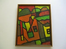 20 INCH GERALD ROWLES PAINTING EXPRESSIONIST ABSTRACT MODERNIST  CUBIST CUBISM