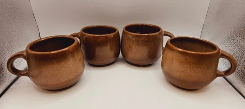 Frankoma Pottery Plainsman Brown Set of 4 Coffee Mugs #4C