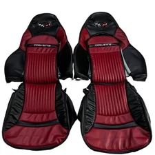 Chevy Corvette C5 Sports Seat Covers In Win Red & Black Color 1997-2004