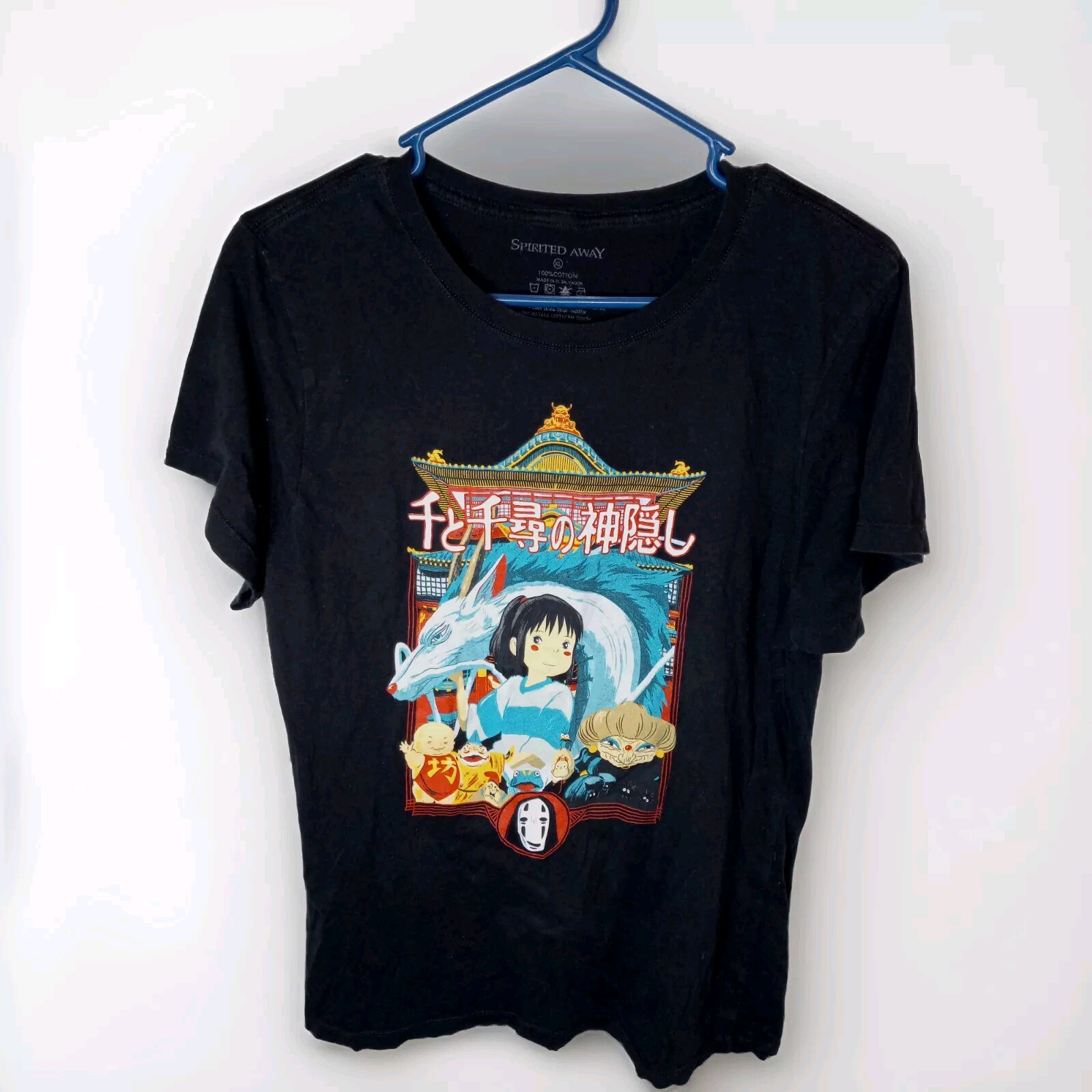 Vintage Spirited Away Studio 2001 Ghibli Chihiro Black Shirt Womens XL