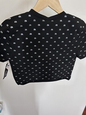 Alexander Wang Cropped Crystal Logo Embellishment Short