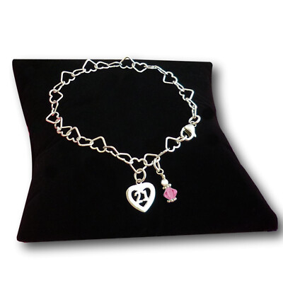 Sterling Silber Herz Kette Armband, 21. Geburtstag Geschenk, 21 Charms & Geburtsstein