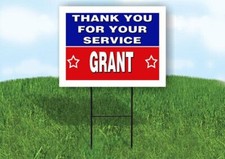 GRANT THANK YOU SERVICE 18 in x 24 in Yard Sign Road Sign with Stand