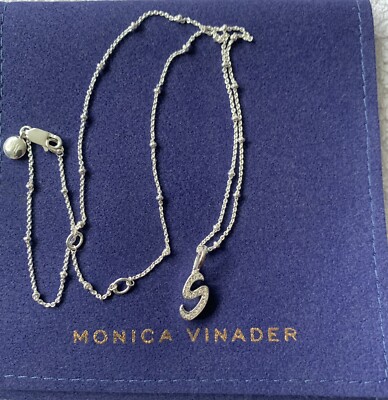 MONICA VINADER ALPHABET S DIAMOND PENDANT CHARM AND CHAIN RRP £220