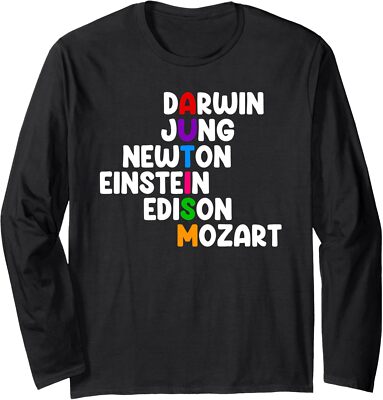 Autism Darwin Jung Newton Einstein Edison Design Long Sleeve Tshirt