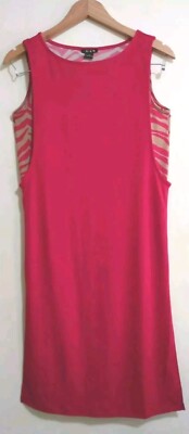 Iman Midi Tank Sundress Size XS Red Tan  Side Slits Lined NEW