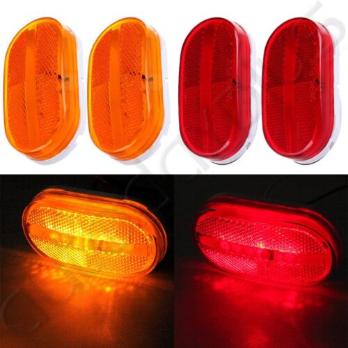 2x Red + 2x Amber LED Rectangle Clearance Side Marker Lights For Trailer Camper - 第 1/11 張圖片