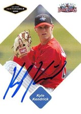 Kyle Kendrick autographed baseball card (Phillies) 2005 Just Minors #49 Rookie