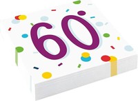 20 Servietten 60 Konfetti Birthday Geburtstag Punkte Erwachsen Tischdeko 33X33Cm