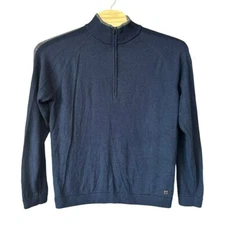 Smartwool Navy Blue 1/4 Zip Pullover Sweater Mens XL *FLAW*
