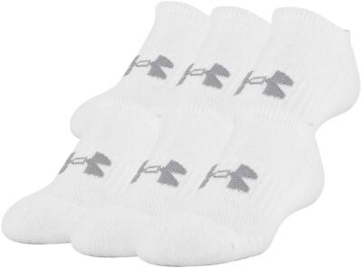 Under Armour Socks Youth 13.5K-4Y Training Cotton No Show White 6-Pairs