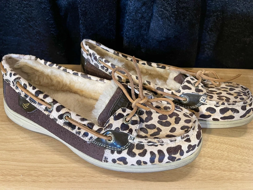Sperry Top-Sider Original Talla 10 Gamuza Trampero Mocasín Sin Cordones Mujeres Guepardo Usado en Excelente Condición Foto 4 de 4