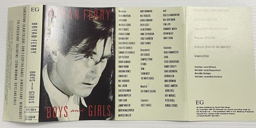 Bryan Ferry Boys and Girls Music Cassette Tape 825 659-4 E’G Records 1985 Chrome - Picture 6 of 24