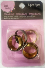 Bead Landing Stamping - ADJUSTABLE RINGS - 6pcs