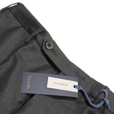 Zanella Platinum NWT Dress Pants Size 30 US Parker In Solid Gray 100% Wool