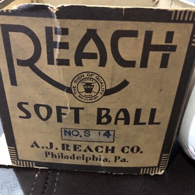 A.J. Reach Co. Reach softball  #14 Very Rare! Vintage Softball W Original Box