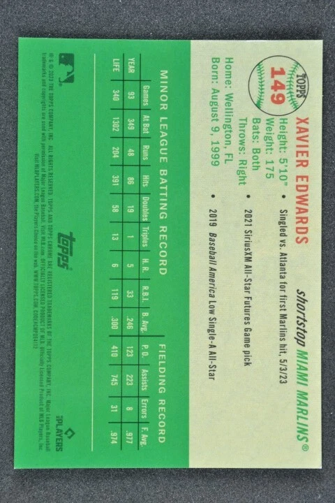 Xavier Edwards /50 2023 Topps Chrome Platinum Anniversary Gold RC #149 - Image 2 of 2