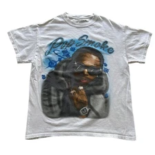 Pop Smoke Air Brush Art Style Graphic Shirt Hip Hop Rap Men's Size Medium
