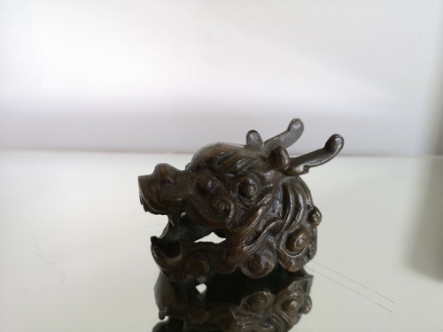 Antique Chinese Buddhistic Lion Shishi Foo Dog Bronze Incense Burner / Censer - Picture 11 of 12