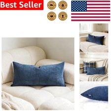Chenille Pillow Cover 12x24 Navy Blue Lumbar Decorative Throw Sofa Couch Cushion