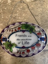 Vintage Stained Glass Suncatcher 8.5   Friends Are The Sunshine Of Life