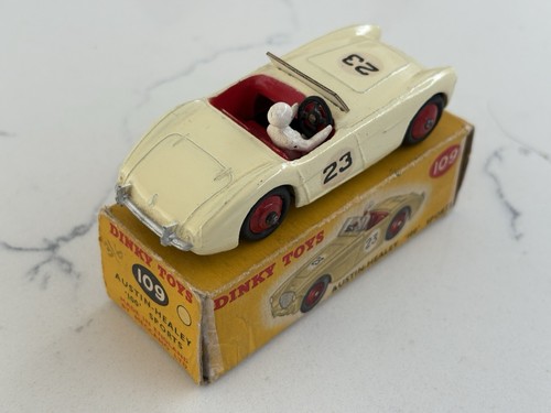 DINKY 109 AUSTIN HEALEY 100 SPORTS, CREAM, VERY NEAR MINT, GOOD ORIGINAL BOX - Picture 7 of 10