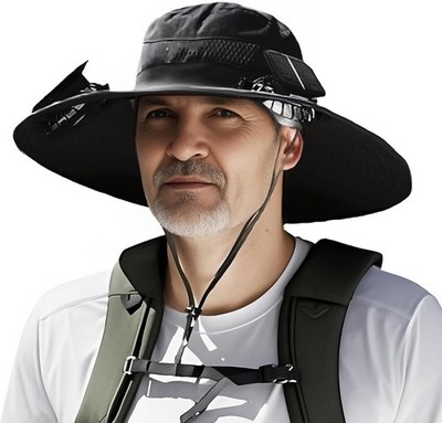 Solar Fan Hat Outdoor Sun Hat with 2 Solar Power Fan for Men Women UPF 50+