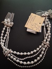 Richard Designs Silver Tone Ivory Pearl Crystal Bridal Hair Comb Accessory