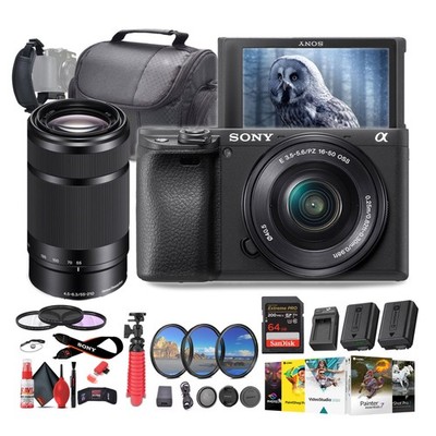 Sony Alpha a6400 Camera w/ 16-50mm Lens, Real-Time Eye AF Bundle
