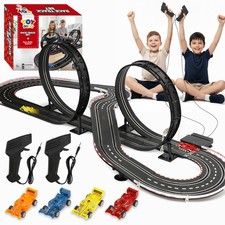 Slot Car Race Track Sets for Kids Ages 4-8, 20ft 2-Player 4-Lane Race Track w...