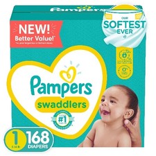 Pampers Swaddlers Newborn Diapers, Soft and Absorbent, Size 1, 168 Ct 0.30 per diaper