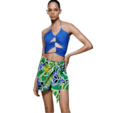 ZARA printed pareo side tie skort size M 7484 030 330 S