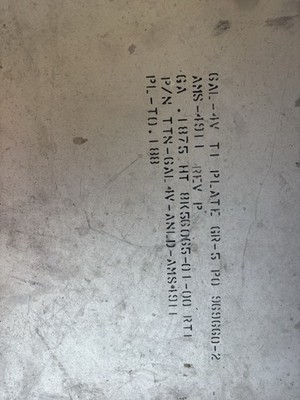 Titanium Sheet 6AL-4V Mill Grade 5 On  .210 X 14 X 14 