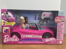 Hot Wheels Barbie RC Convertible Car with 2 Barbie Dolls Remote Control Pink